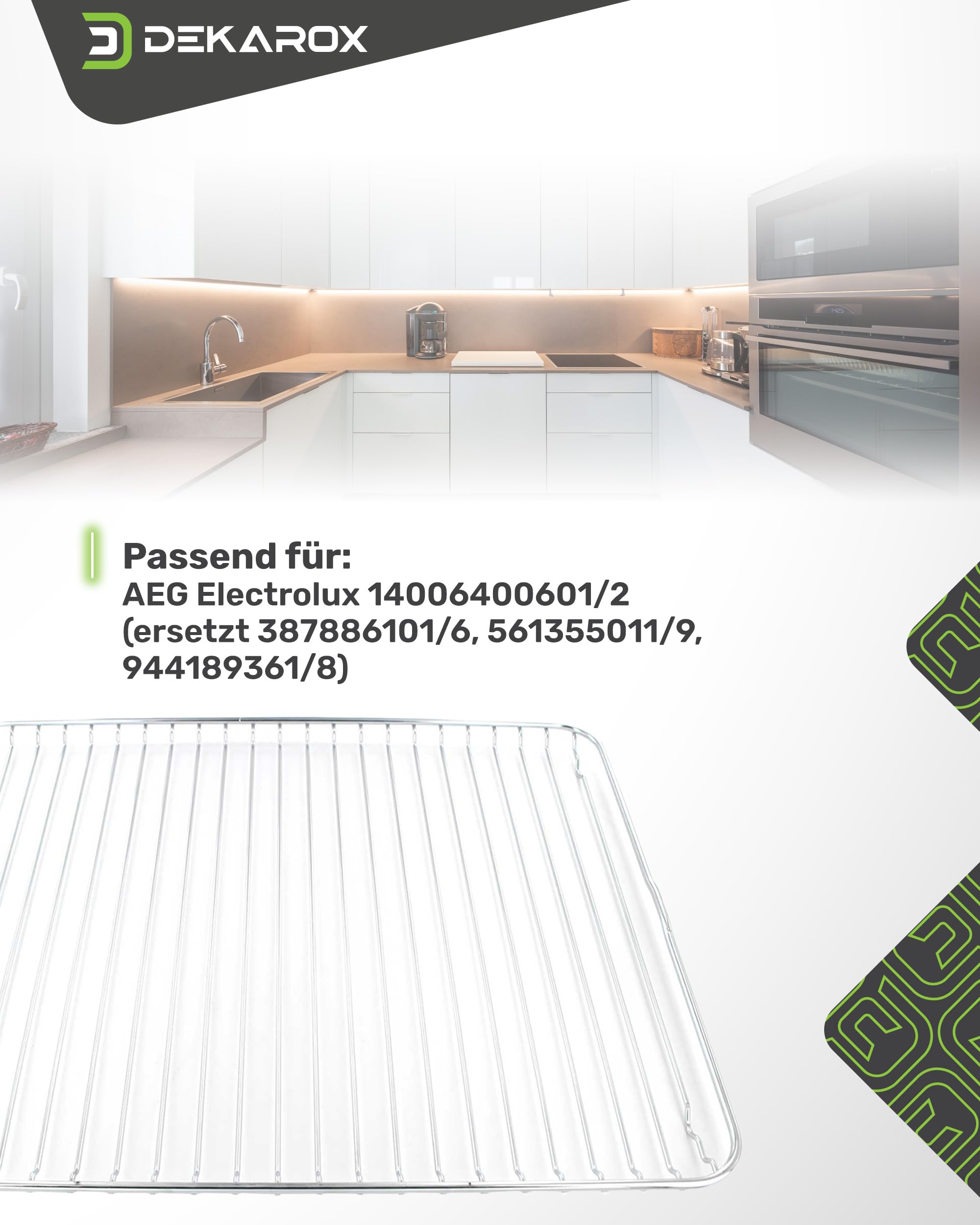 Grillrost Backofengitter 466x385mm für AEG Electrolux Juno Zanussi Zanker 14006400601/2 140064006012 Küppersbusch 547509 für Backofen Herd