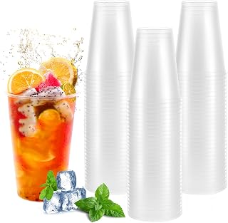 100 Stück Plastikbecher, 400ml hartplastik becher, 0.4 L plastikbecher mehrweg, Trinkbecher aus Hartplastik, Wiederverwendbare Becher, Cocktail Becher, Partybecher, für Getränkepartys