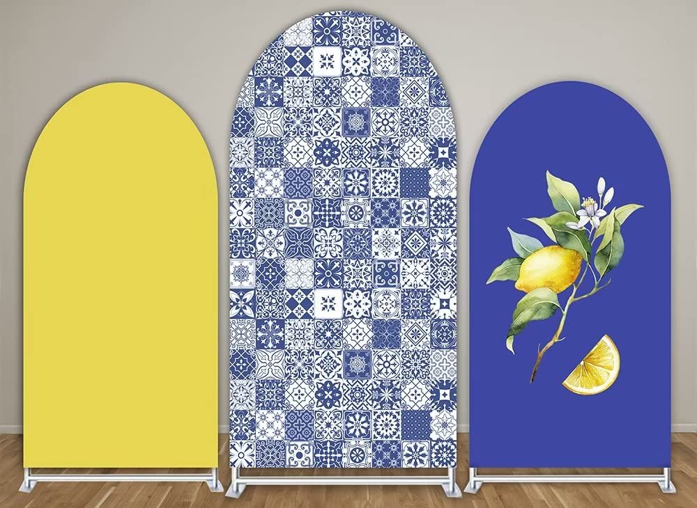 ittsmnt Arch Backdrop Covers Solid Lemon Yellow Arched Background Stand Cover for Birthday Banquet Porcelain Parties Decorations Props