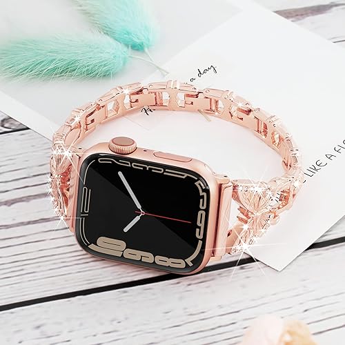 Miniatura 3 de G-ficu Correa de mariposa compatible con Apple Watch Band de 1.61, 1.57, 1.49 pulgadas, iWatch Series 8, 7, 6, SE, 5, 4, 3, 2, 1, bonitas correas