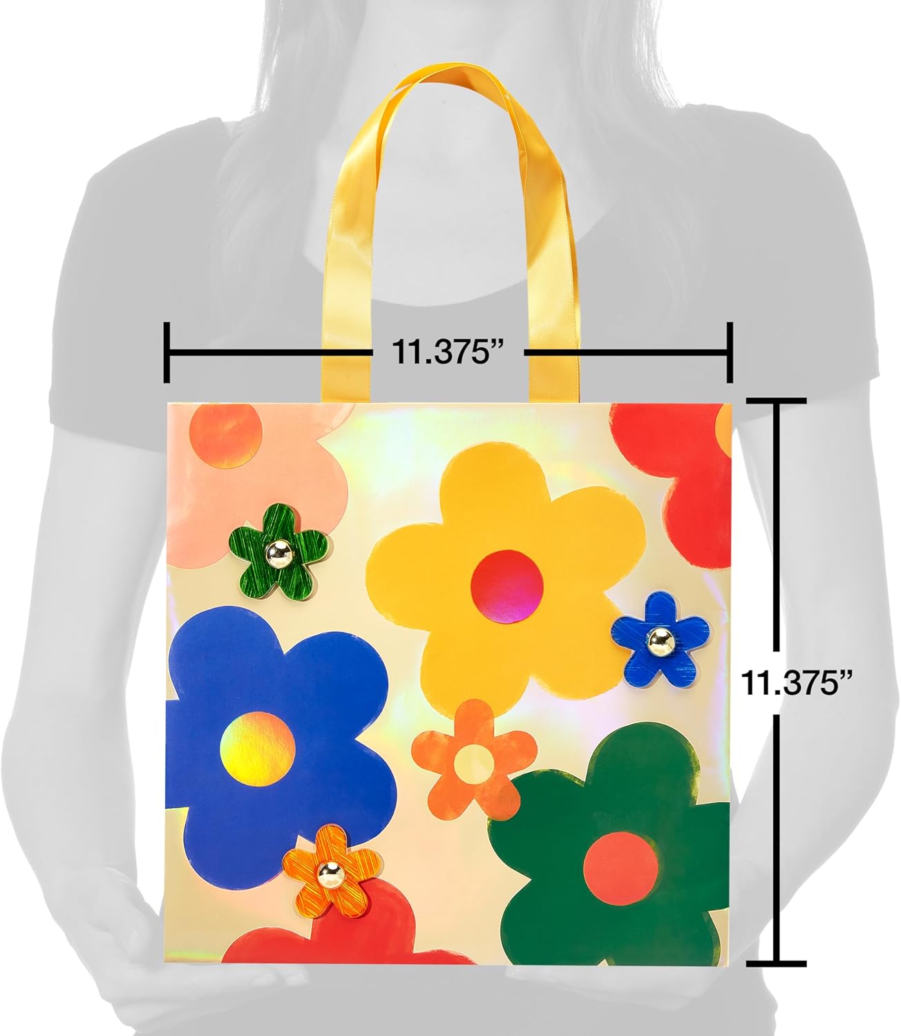 Papyrus 11" Medium Gift Bag (Multicolored Daisies) for Birthdays, Bridal Showers, Anniversaries and All Occasions (1 Bag) image 4