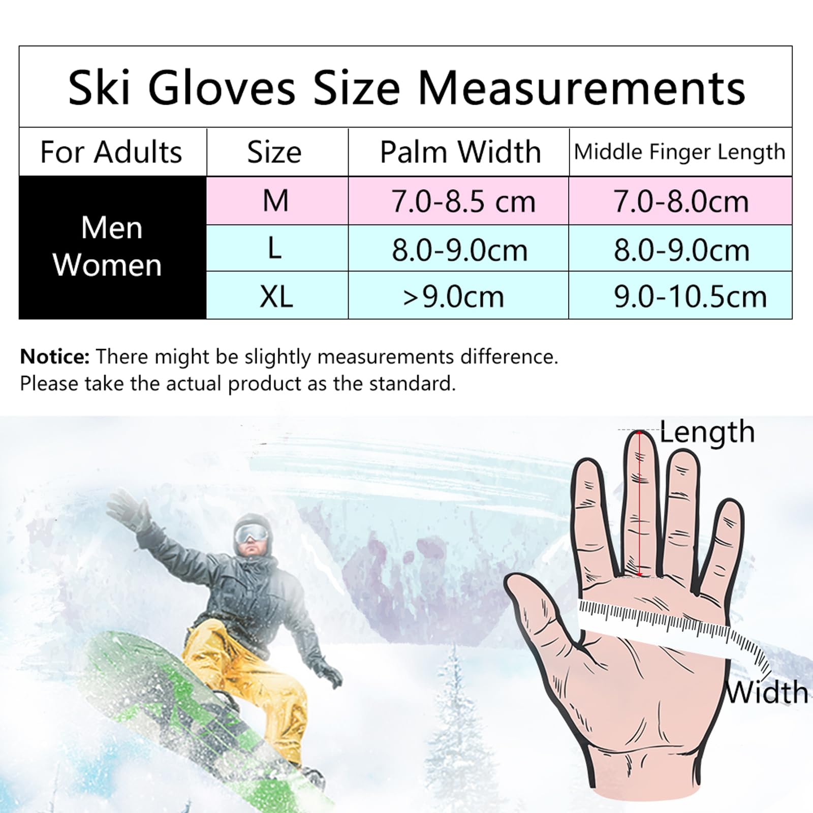Guanti da Sci Unisex Guanti da Snowboard Guanti Touchscreen Guanti Termici Impermeabili Guanti da Guida per Corsa e Sport all'Aria Aperta