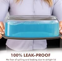 Vista 3 de Razab Molde grande de vidrio para pan de 7.6 tazas/1800 ML/1.9 cuartos con tapas - Molde para pastel de carne sin BPA, tapas herméticas, mango