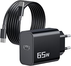 65W Chargeur Ordinateur USB C, GaN Chargeur Rapide pour Lenovo Thinkpad X1 Carbon T14 T15 E16 L15 T480 T490 E490 L390/X13 Yoga, MacBook, HP, PD Adaptateur Type C Charge Secteur Prise + 2M Câble USBC