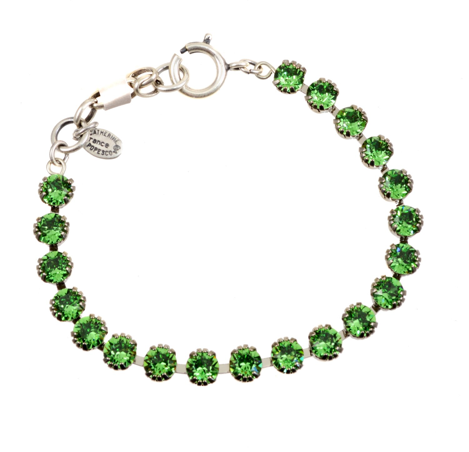 Catherine Popesco Silver Plated Tennis Bracelet with Marine Swarovski Crystals, 7.5"