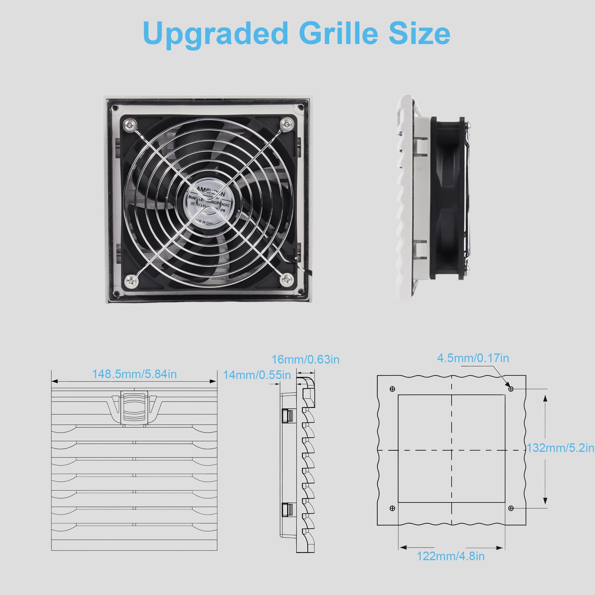 Kit de filtro de ventilador de gabinete de 150 mm x 150 mm con potente ventilador de refrigeración de 120 mm x 38 mm y controlador de velocidad, impermeable para estantes de servidores, gabinetes