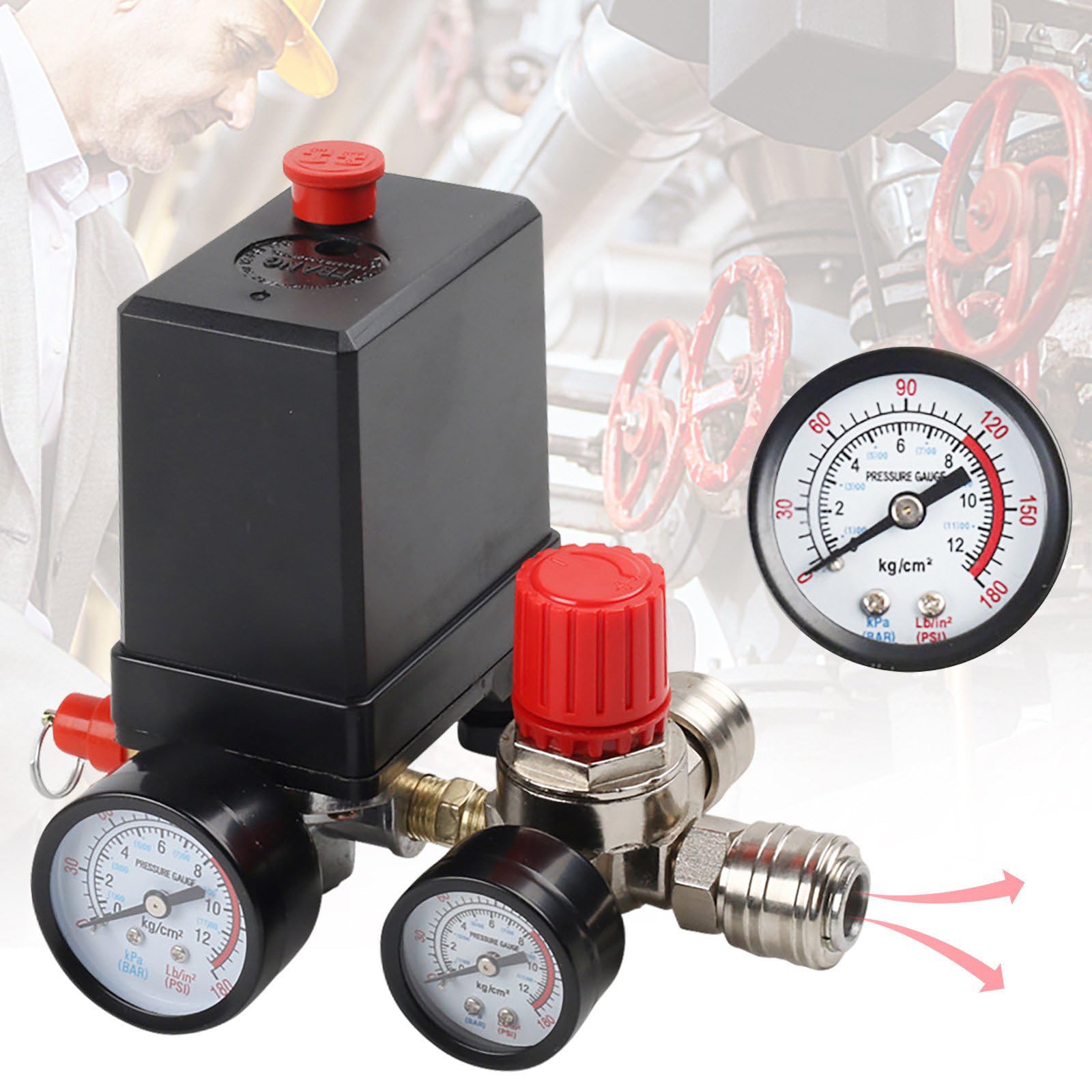 Regulador de Presión, Compresor de Aire Interruptor de Presión Compresor Adecuado Para Aplicaciones Que Incluyen Automatización Pintura En Aerosol Herramientas Neumáticas