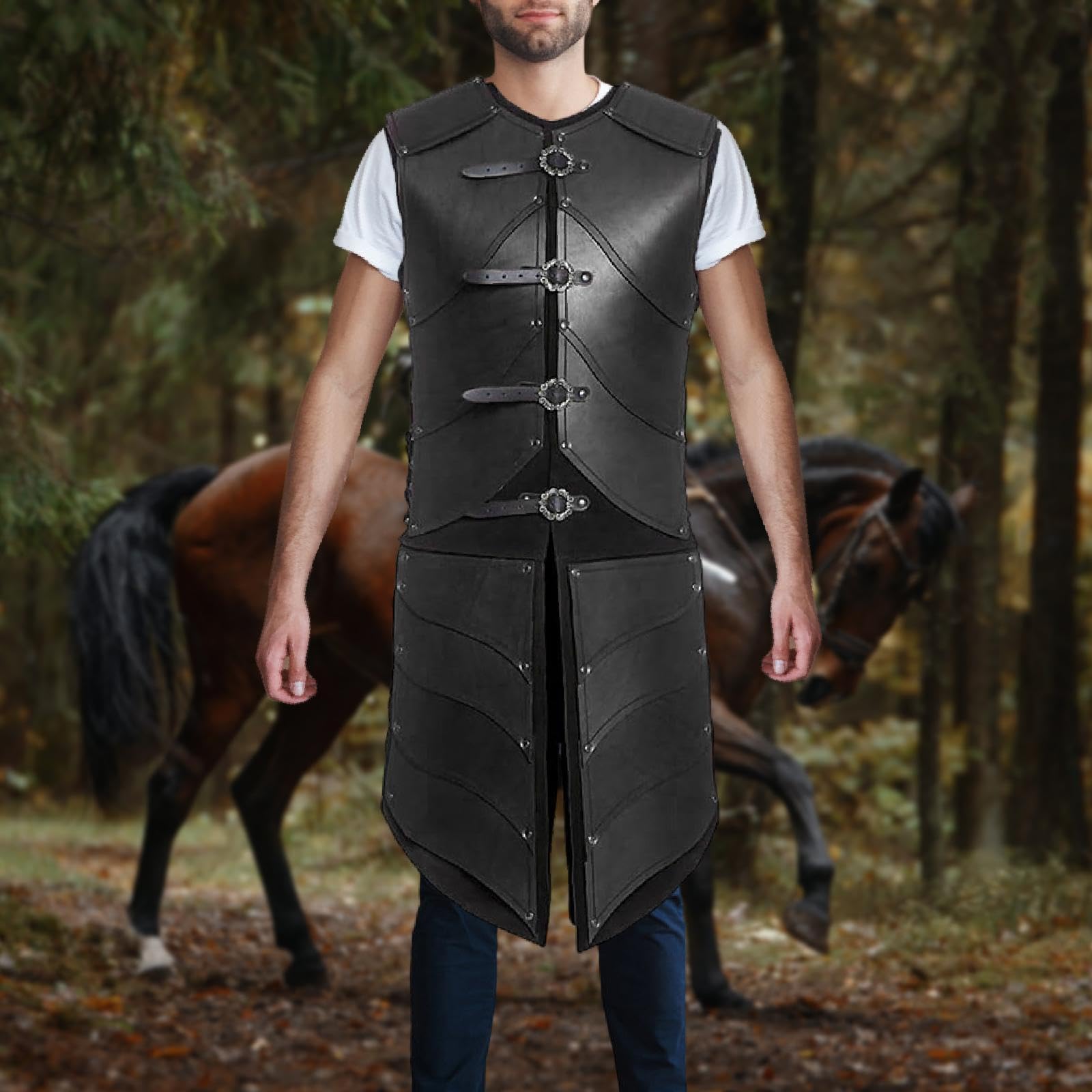 Armatura Medievale Gotica, Accessorio per Travestirsi, Nero