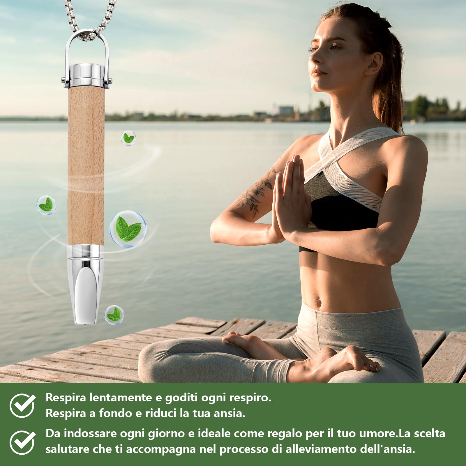 Set Collana Ausiliaria Per Smettere Di Fumare, Con 15 Filtri. Resistenza dell'aria regolabile, Collana Respiratoria Antistress Senza Nicotina, Calma l'umore Tramite la Respirazione.