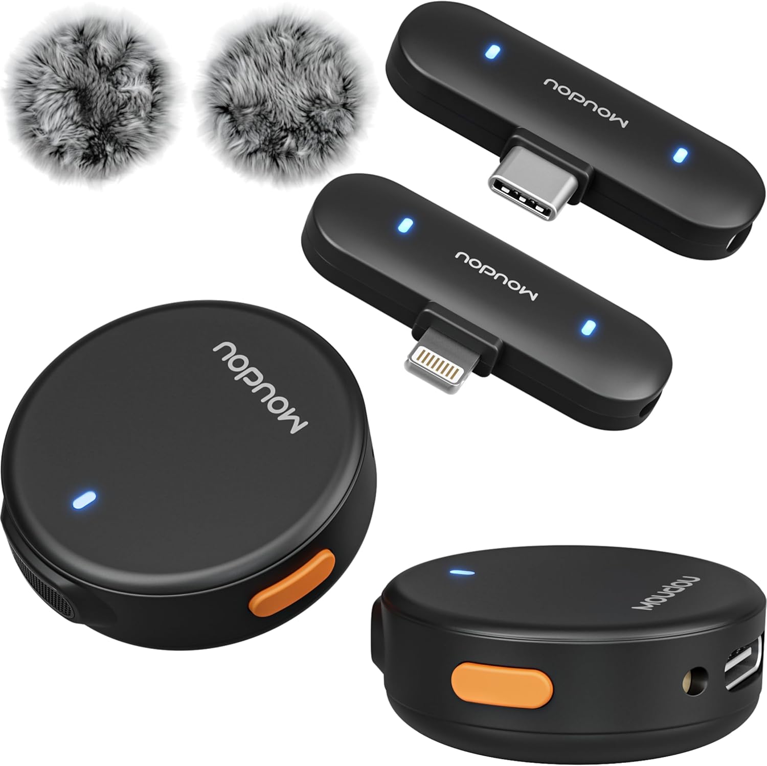 Wireless Lavalier Microphone Mini Mic for iPhone 15 16 Android Phone with Noise Reduction Cancellation 100ft Range Lapel Clip Mics for Recording Vlog YouTube TikTok Video (USB-C&Lightning, Black)