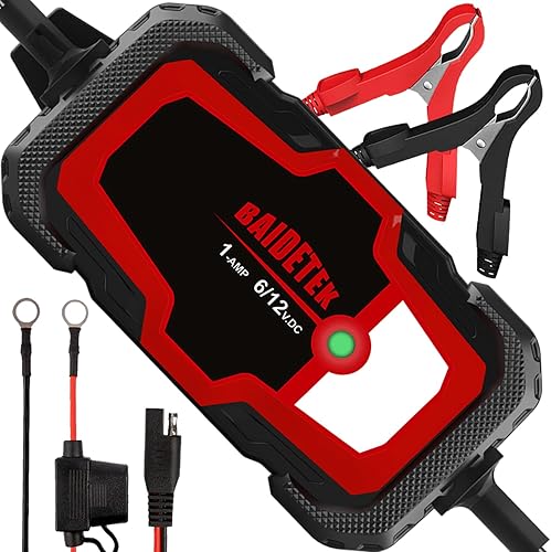 Cargador de batería de coche de 1 A, cargador de goteo totalmente automático de 6 V y 12 V, mantenedor de batería inteligente para automóviles,