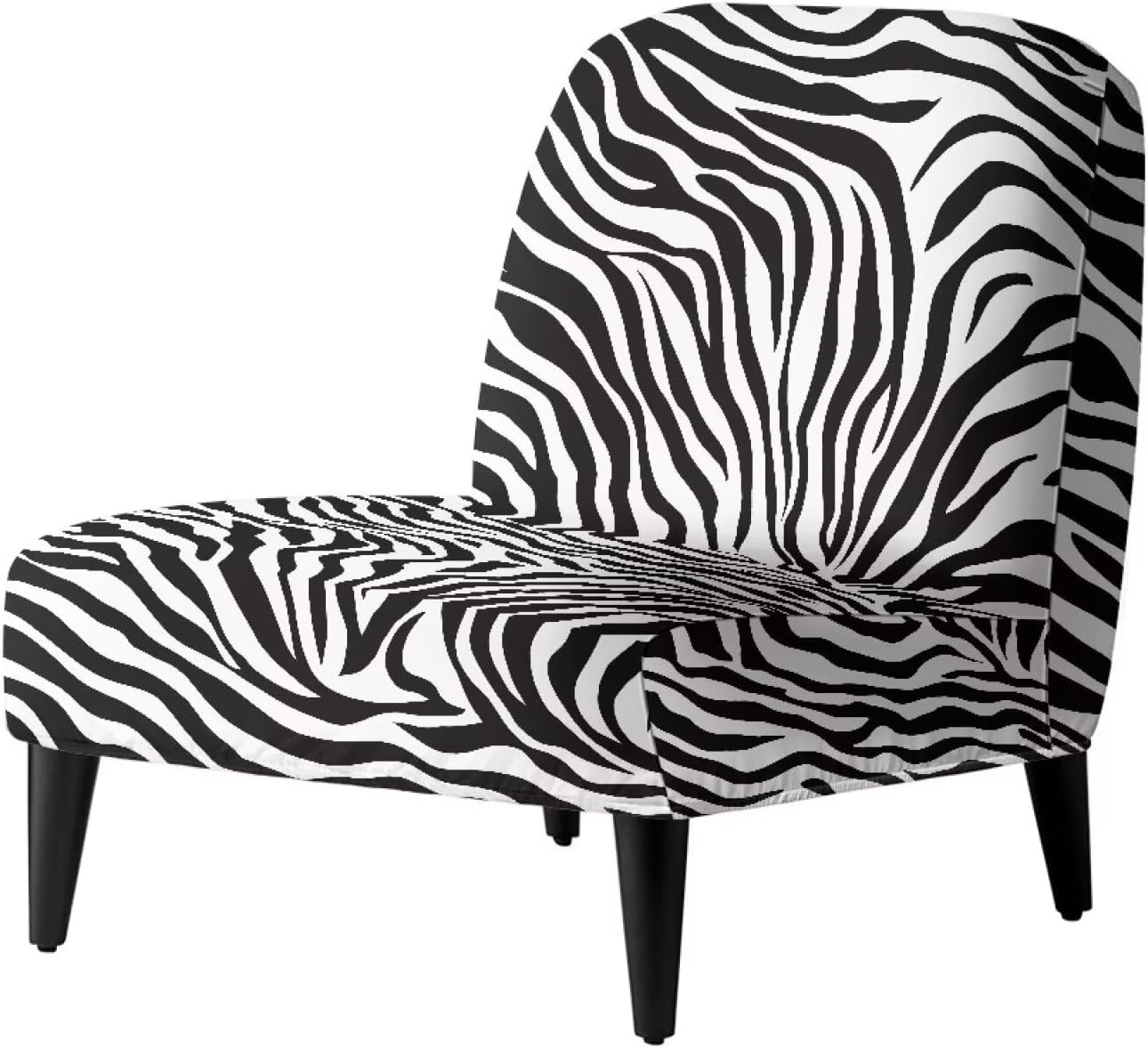 Zebra Stripe Print Accent Chair Without Arms, Non-Slip Wingback Chair Sofa Slipcover and Removable Furniture Protector Covers, Washable Armless Accent Chair Cover for Chairs