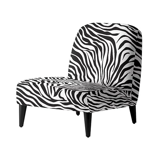 Zebra Stripe Print Accent Chair Without Arms, Non-Slip Wingback Chair
