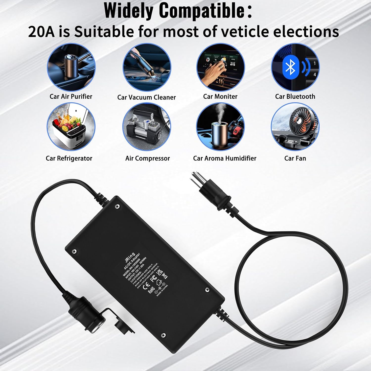JRing AC to DC Converter compatibility with various car devices