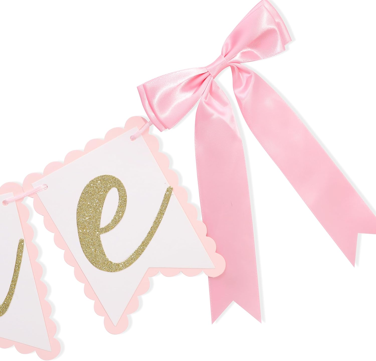 Bow 1st Birthday High Chair Banner - Bow First/1st Birthday Party Decor,Pink and White Highchair,Coquette Girl One Party Decorations (Banner-2) - Image 6