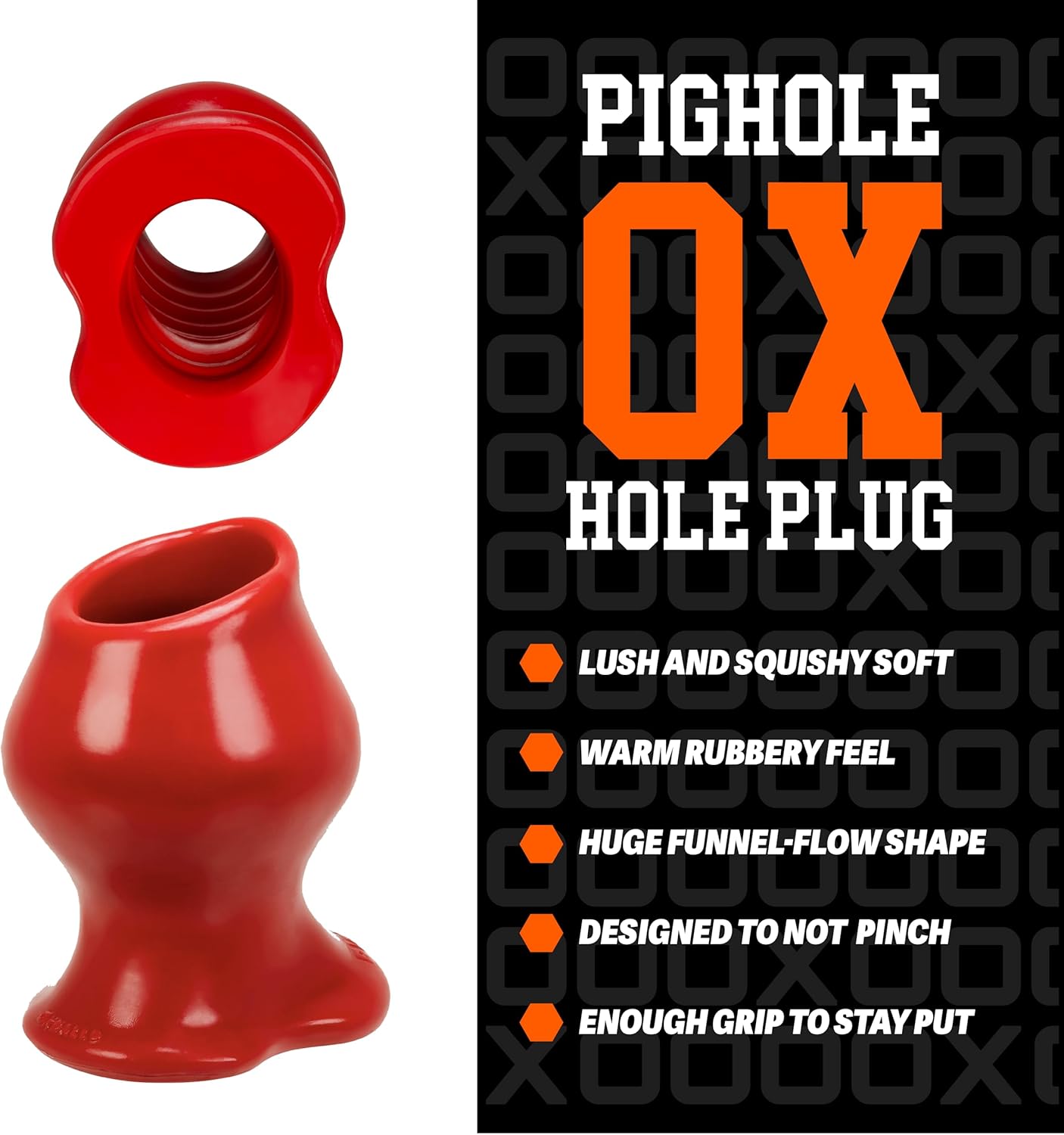OXBALLS- PIGHOLE-FF Hollow Pure Silicone Buttplug for Adults (RED)