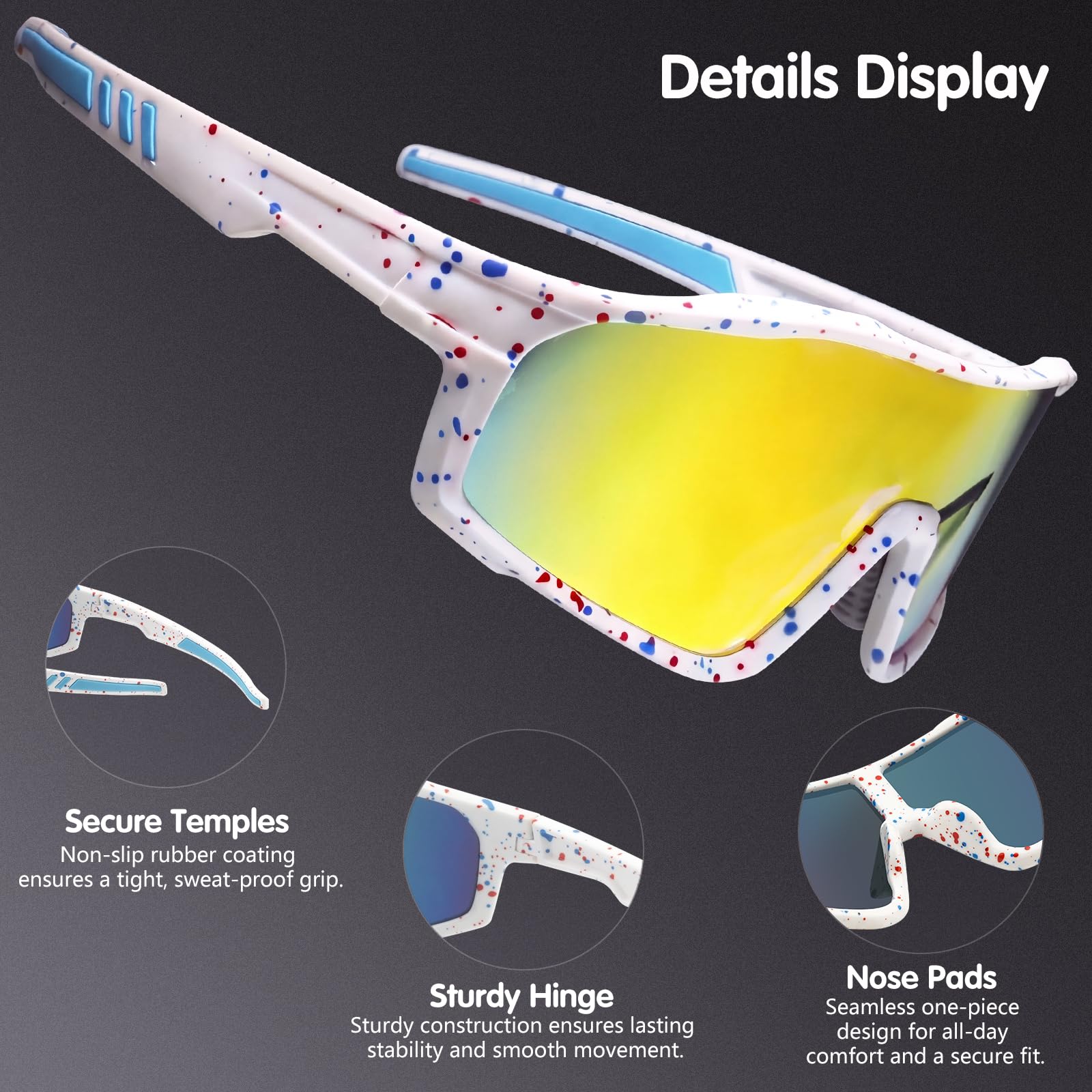 EYEBUDDY Okulary przeciwsłoneczne dla dzieci, młodzieżowe, baseballowe, okulary przeciwsłoneczne, chłopcy, dziewczęta, softball, sport, ochrona UV400, wiek 6-12 lat