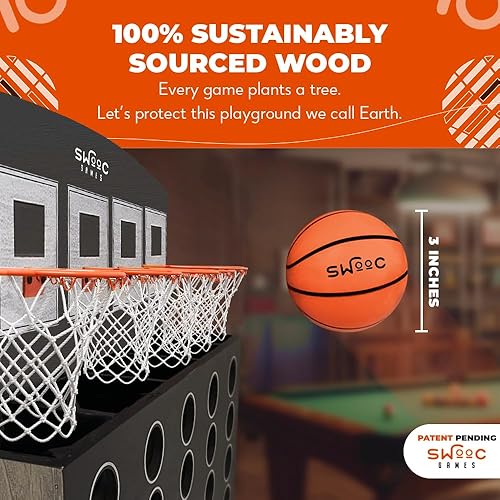 Miniatura 6 de SWOOC Juegos - Low Post Lineup  Baloncesto gigante montado en la pared 4 en una fila con más de 5 juegos  Aro de baloncesto para juegos de pared de