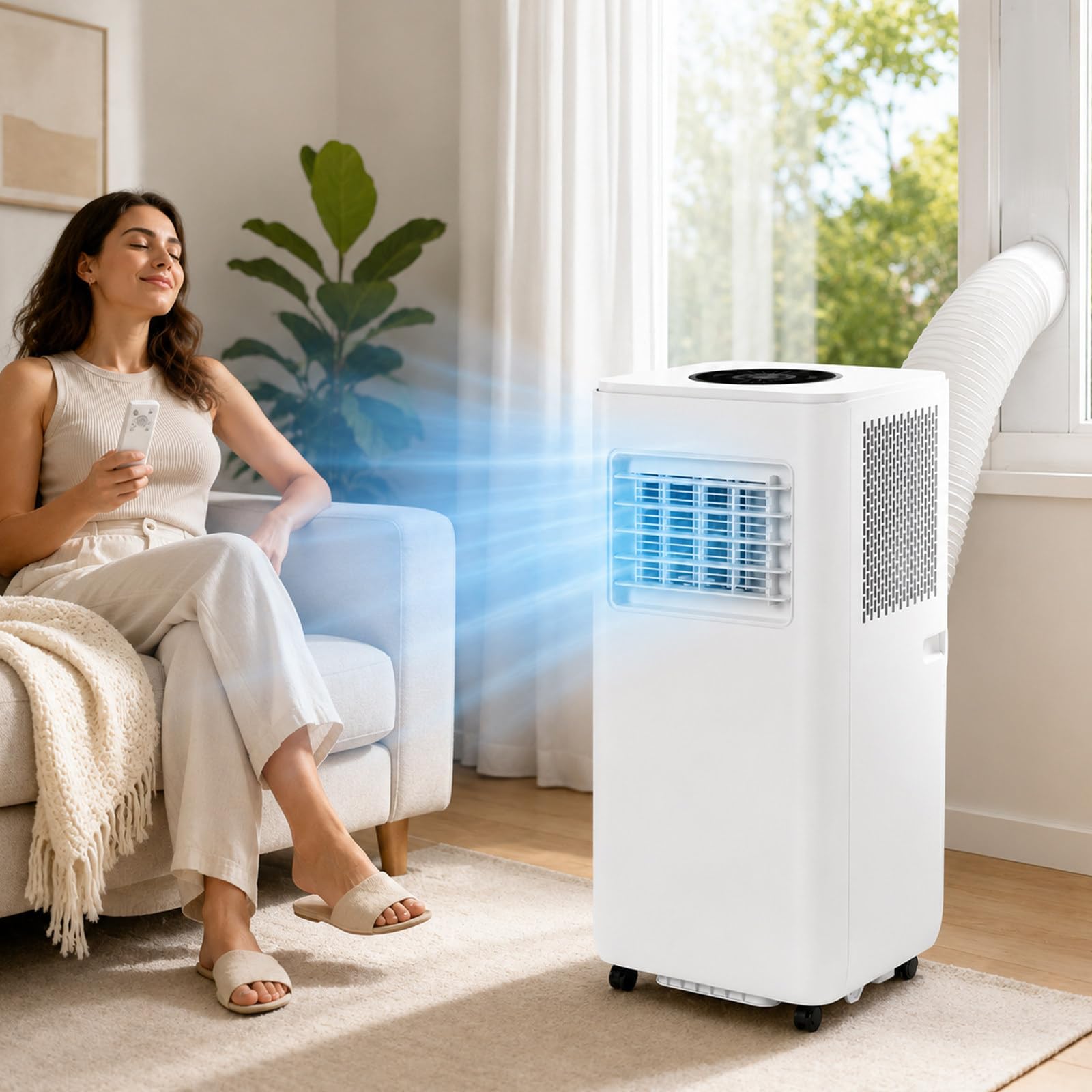 Aetereos Multicolor Portable Air Conditioner, 13000 Btu Ac Unit With Remote & Window Kit, Cools Up To 240 Sq.ft. For Bedroom, 24H Timer 4000W