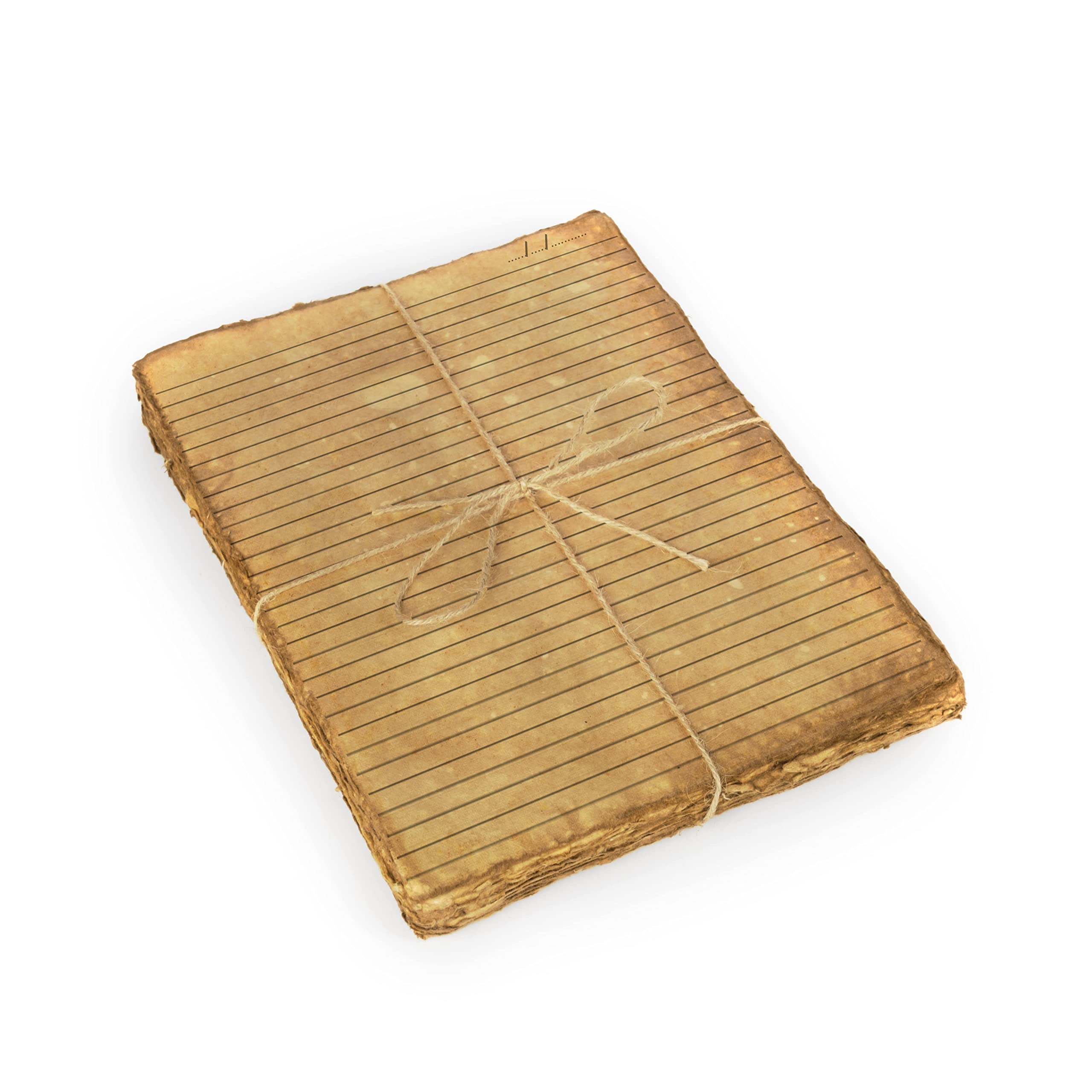 Lined Vintage Paper Sheets | Lined Deckle Edged Paper 11.7 x 8.3 Inches, A4| 150 GSM Handmade Paper | 50 Sheets of Recycled Cotton Papers,Antique Paper, Use any Medium, Handmade Paper