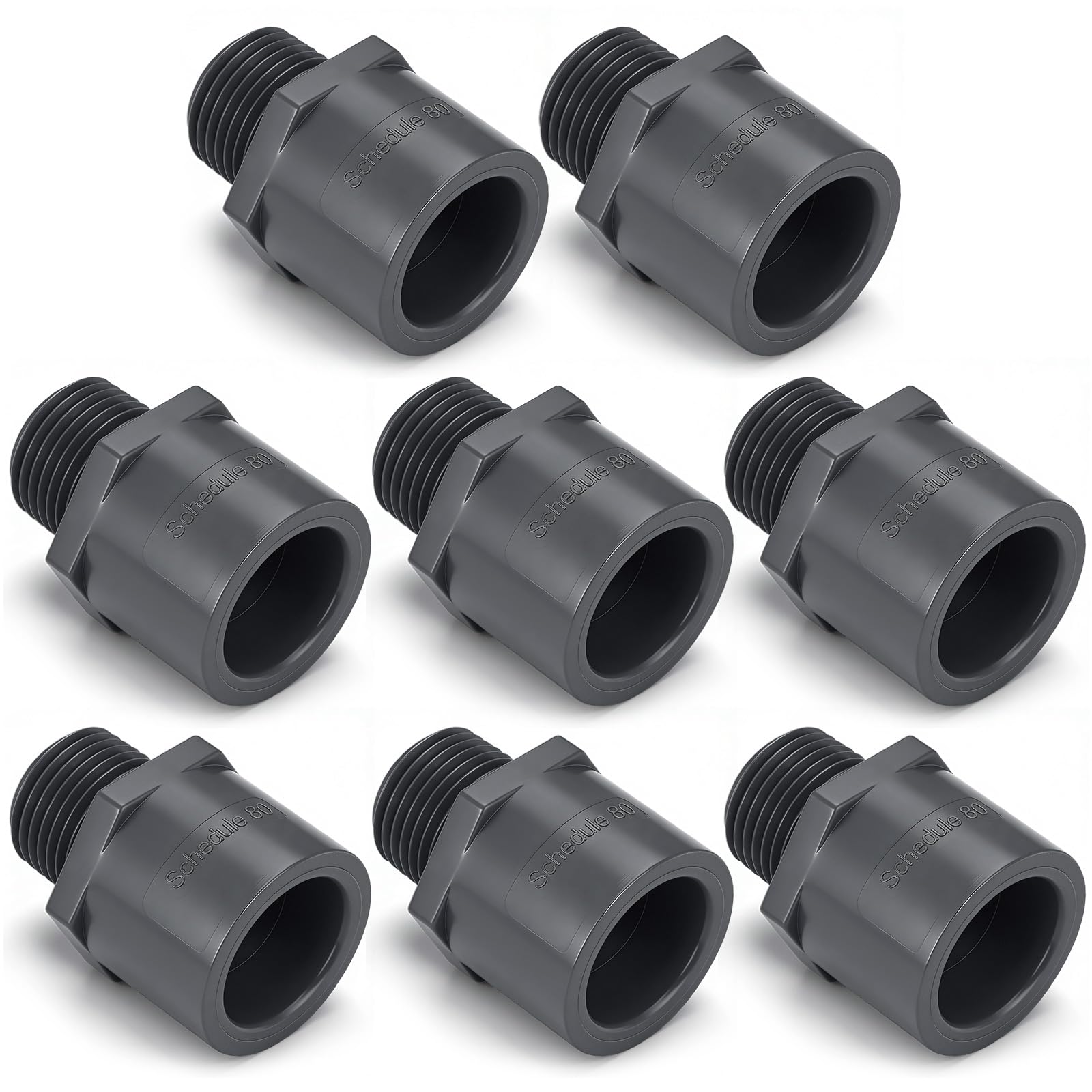 8 Pcs 1/2 Inch PVC Pipe Fitting Male Adapter Schedule 80 Socket x Npt Compatible with 836 Series Heavy Duty Industrial Grade Corrosion Resistant Plumbing Irrigation Connector for Water