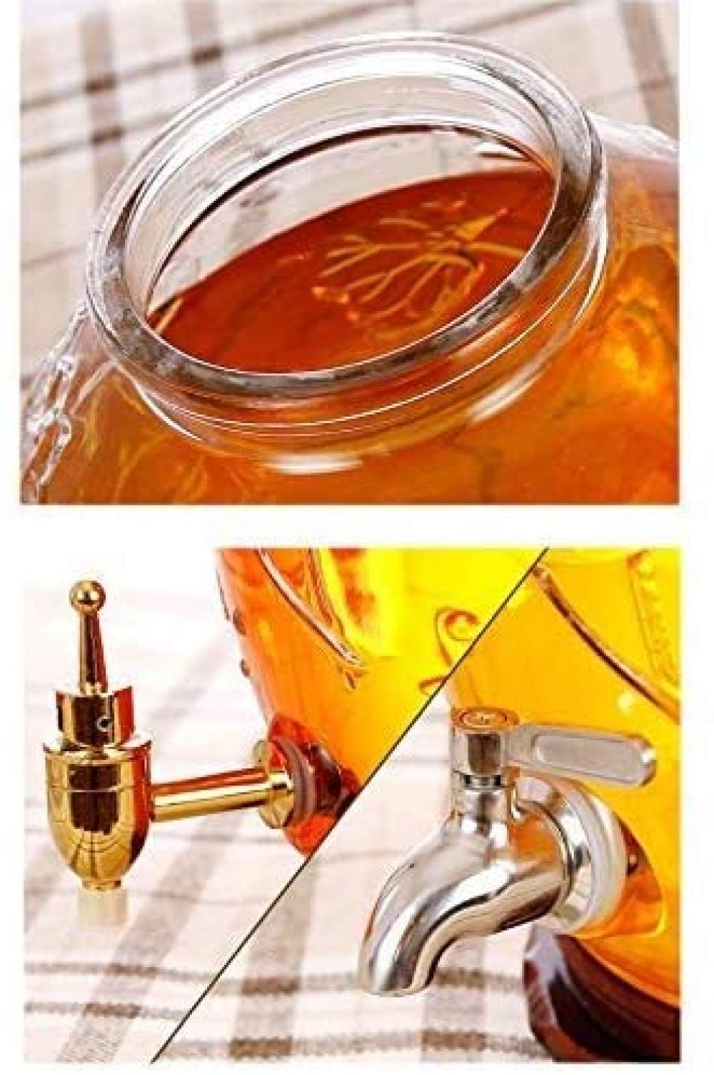 Dispensador de bebidas de tarro de albañil de vidrio con grifo de acero inoxidable, copa de vino sellada con vidrio transparente