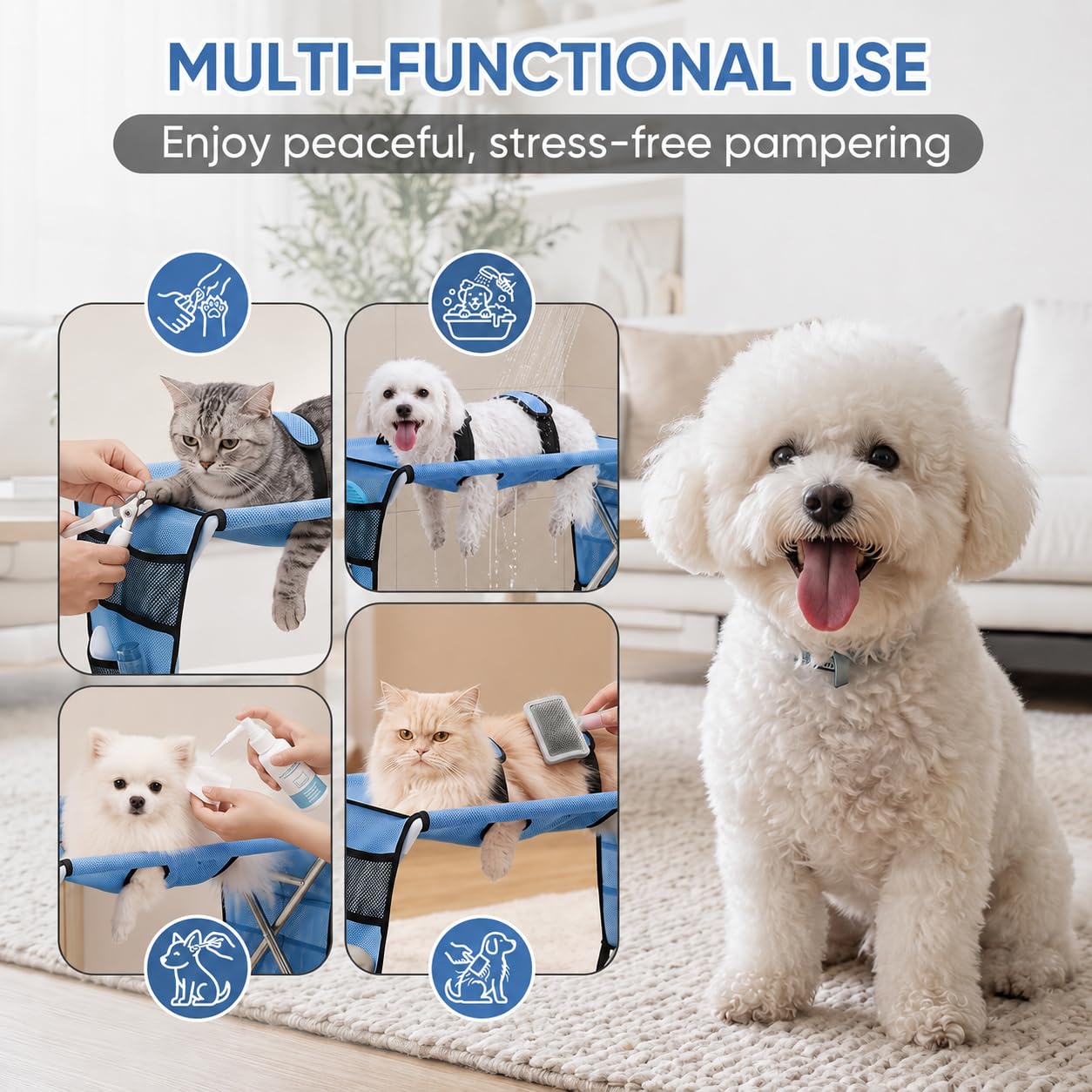 Table de Toilettage pour Chien Pliante - Table de Toilettage Canin et Félin | Compagnie Jusqu'à 20 kg, Résistante Aux Griffures, pour Bain, Tonte et Entretien du Pelage (Noir)