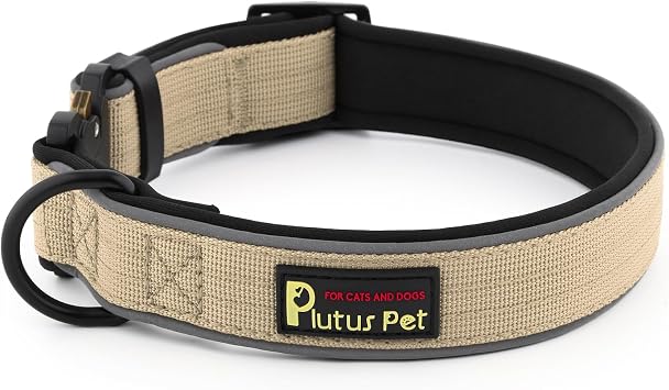 Plutus Pet Tactical Dog Collar, Reflective, for Small Medium Large Dogs