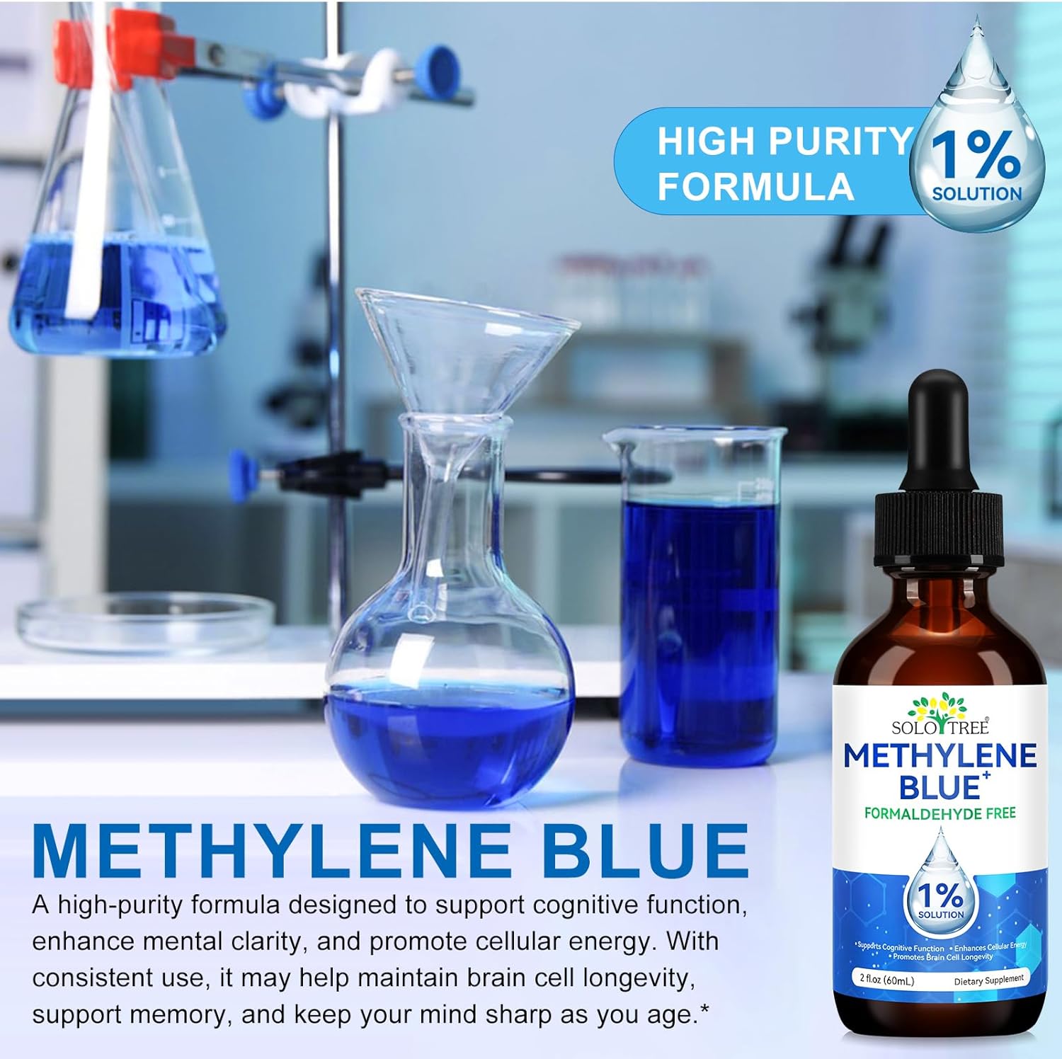 Ultra Methylene Blue 1% Solution | Pharmaceutical Grade USP | Cognitive Function & Cellular Energy Support | Formaldehyde-Free | 60ml (2 Fl Oz) - Image 6