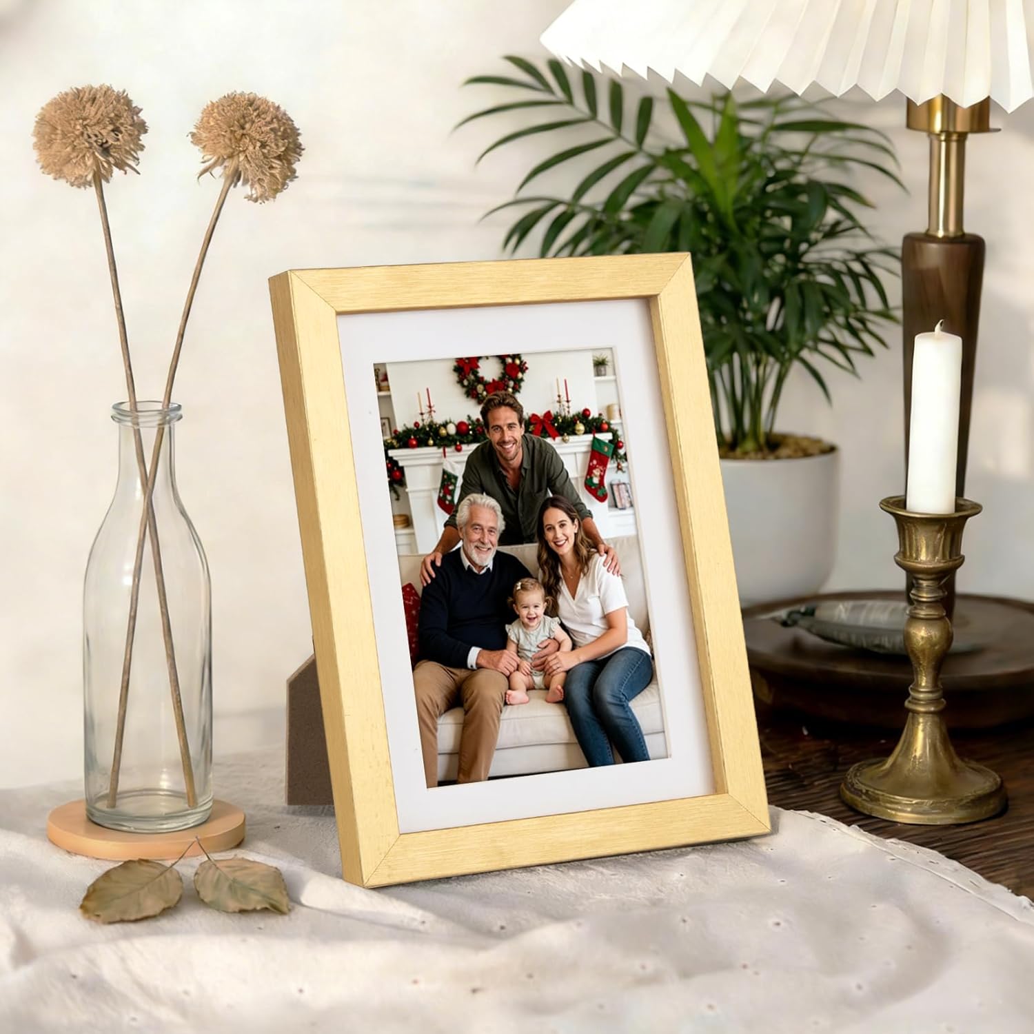 8.5X11 Picture Frame Set of 10, Display Pictures 6X8 with Mat or 8.5X11 without Mat, Photo Frames for Wall Mounting or Table Top Display, Gold