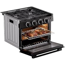 FOGATTI RV Oven Stove Combo 17 in Gas Propane Oven with 3 Burners Cooktop, 28,100 BTU/Hr, Pulse Ignition, Security protections for RV Tiny House Wooden Cabin Yachts