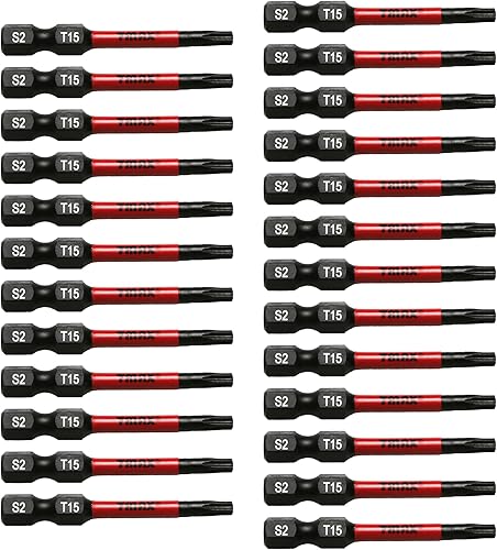 Vista 12 de 50 piezas T30 Torx Star 6 Point T-30 Impact Ready 1 pulgada de largo Destornillador Insertar Bits Hex Shank con ranura de liberación rápida Estándar