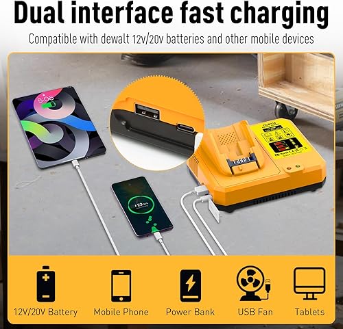 Miniatura 10 de DCB102 Estación de cargador de batería para baterías Dewalt 12V20V - Cargador de repuesto para herramientas eléctricas Dewalt