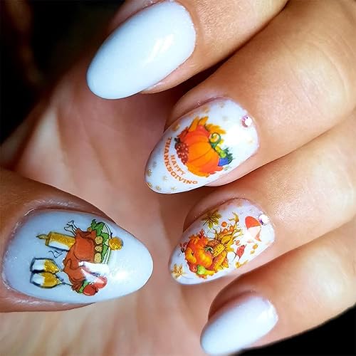 Miniatura 3 de 12 calcomanías de uñas de hoja de arce, calcomanías de agua de calabaza de chile de otoño, calcomanías de agua para el día de Acción de Gracias,