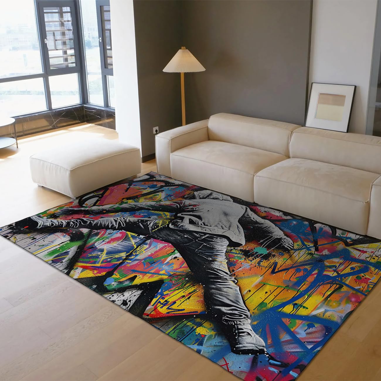 Tapis 120x150cm salon lavable fini la poussière au sol