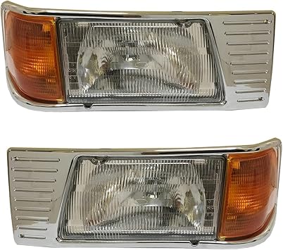 Headlight with Adjusters, Corner Lamp and Chrome Bezel 16-06264 - Driver and Passenger Side Fits Peterbilt 377 Trucks