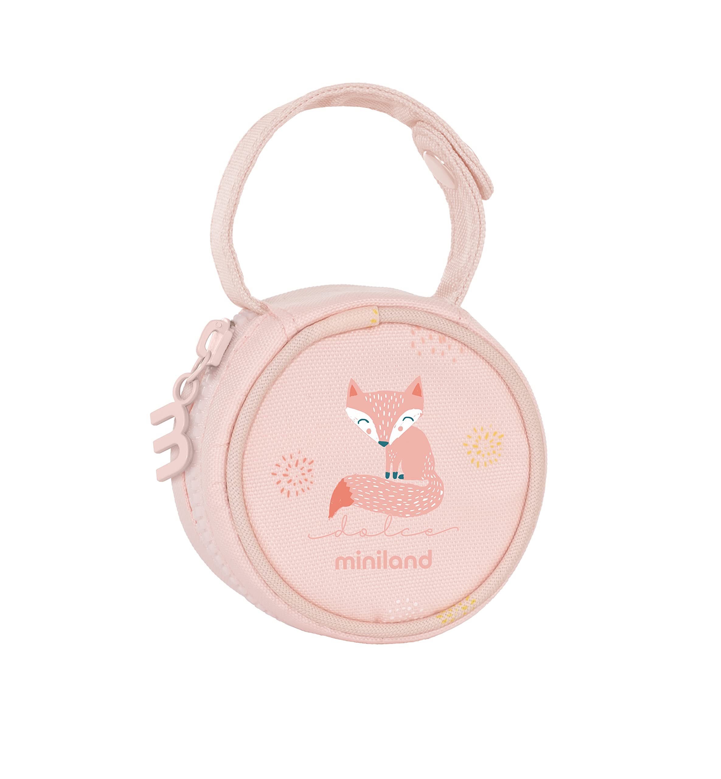Miniland - Portachupetes impermeable con asa para colgar, Funda Higiénica Para Chupetes (Candy)