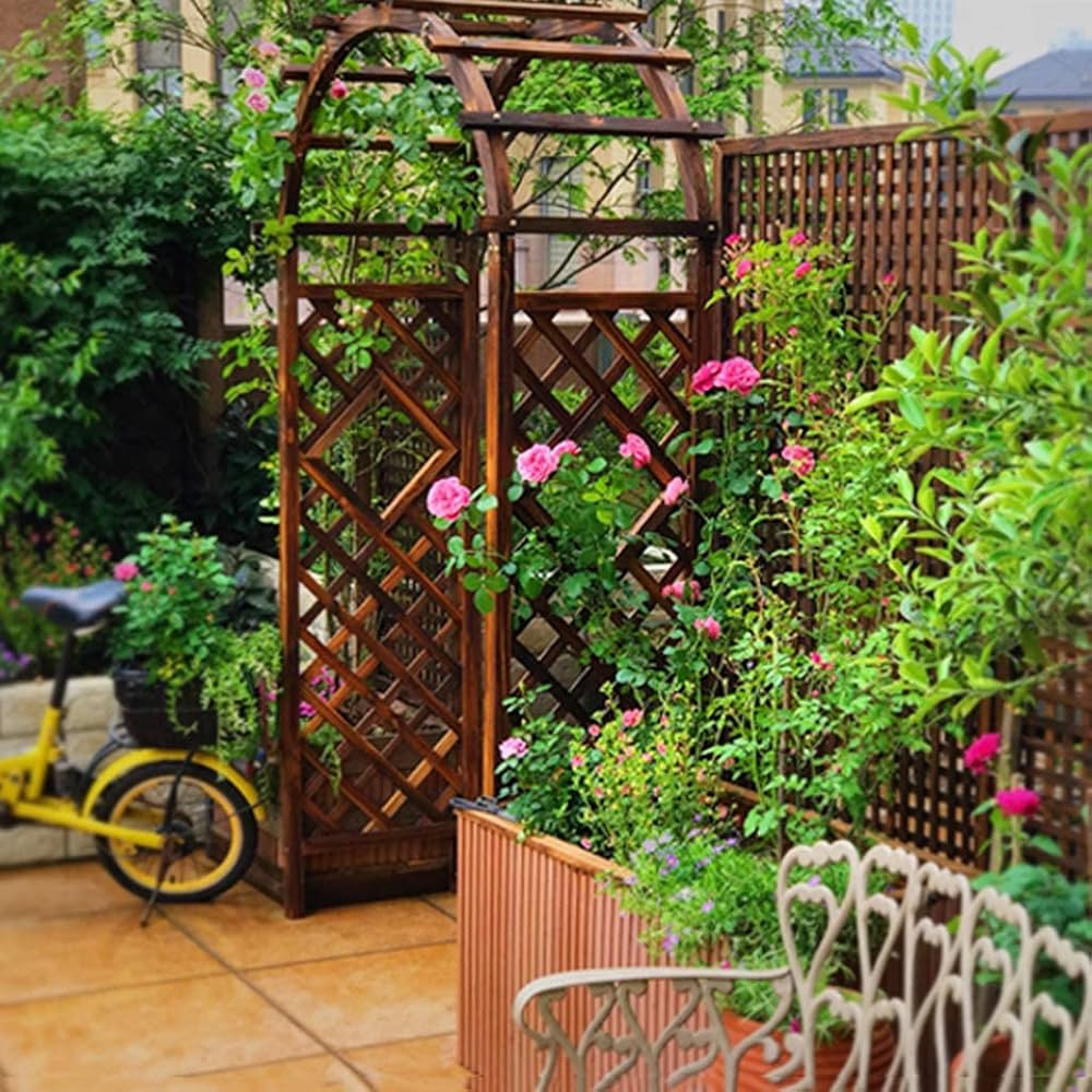 Amazon.co.jp: ガーデンアーチ木製、登山植物用2.1Mガーデン
