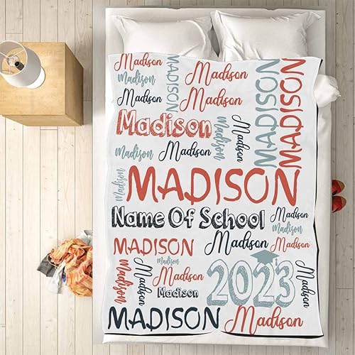 Miniatura 2 de Caisuedawn Manta de graduación personalizada, regalos de graduación 2023, mantas de graduación personalizadas con nombre, texto, regalos de