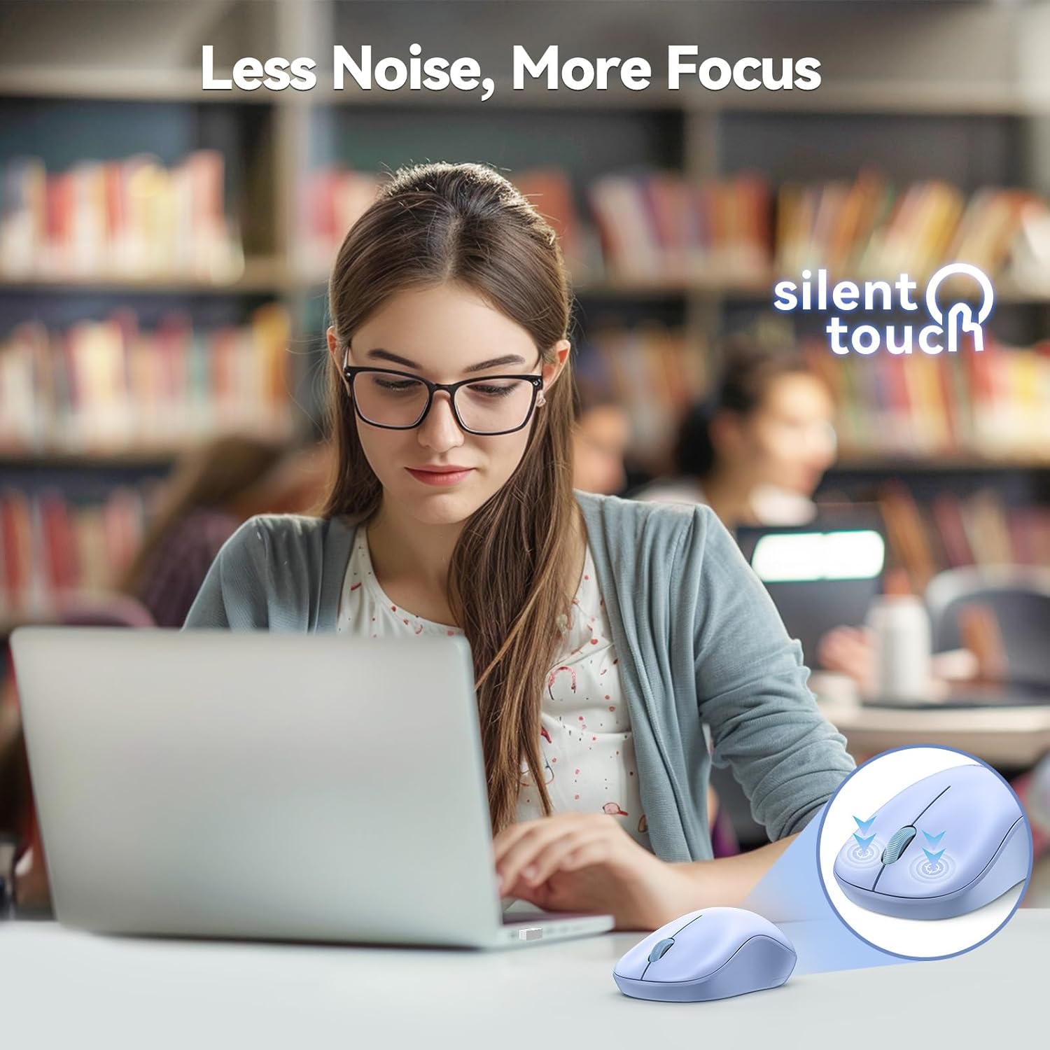TECKNET Wireless Mouse for Laptop, 2.4G Silent Computer Mouse Quiet Click with 5 DPI Levels,Contoured Grip,Small Portable 30 Months Battery Cordless Mice for PC, Chromebook, Mac - Light Blue 3 71WsLR0ekCL. AC SL1500
