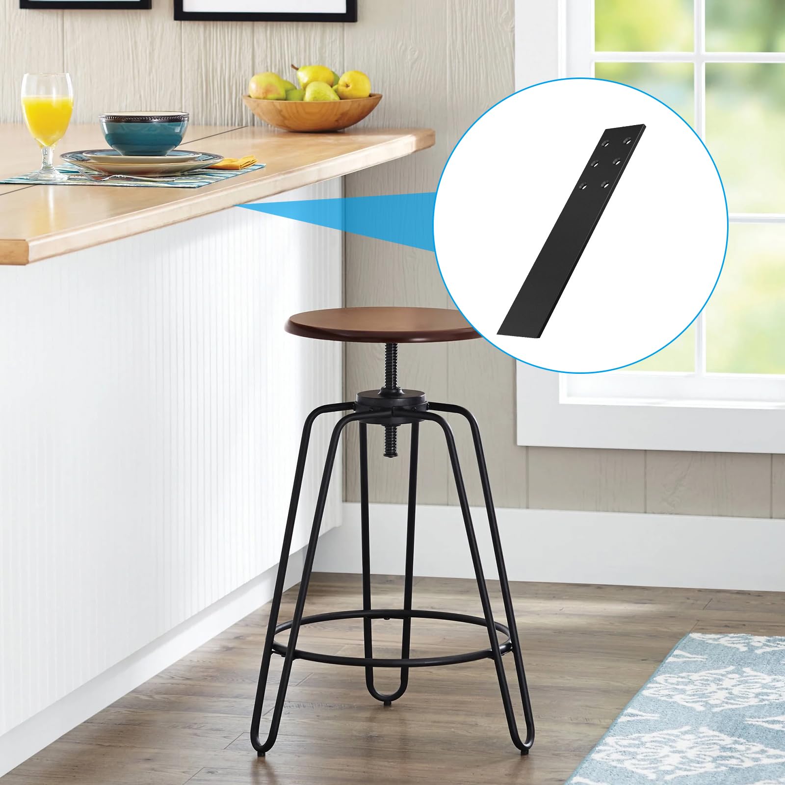 Paquete de 4 soportes ocultos para encimera, soporte de pared de rodilla de 0.25 pulgadas de grosor, soporte resistente para encimeras de cuarzo/granito/madera/hormigón, tornillos incluidos