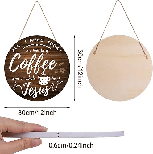 Miniatura 6 de HMASYO Letreros de madera rústica para barra de café  "All I Need Today is A Little Bit of Coffee and A Whole Lot of Jesus" para decoración del