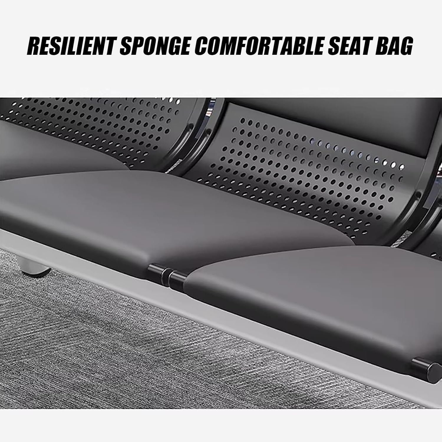 Office Reception Waiting Room Chairs Waiting Room Bench Guest Reception Chairs with Armrest, PU Leather Lobby Sofa Office Waiting Room Furniture(Brown,3-Seater)