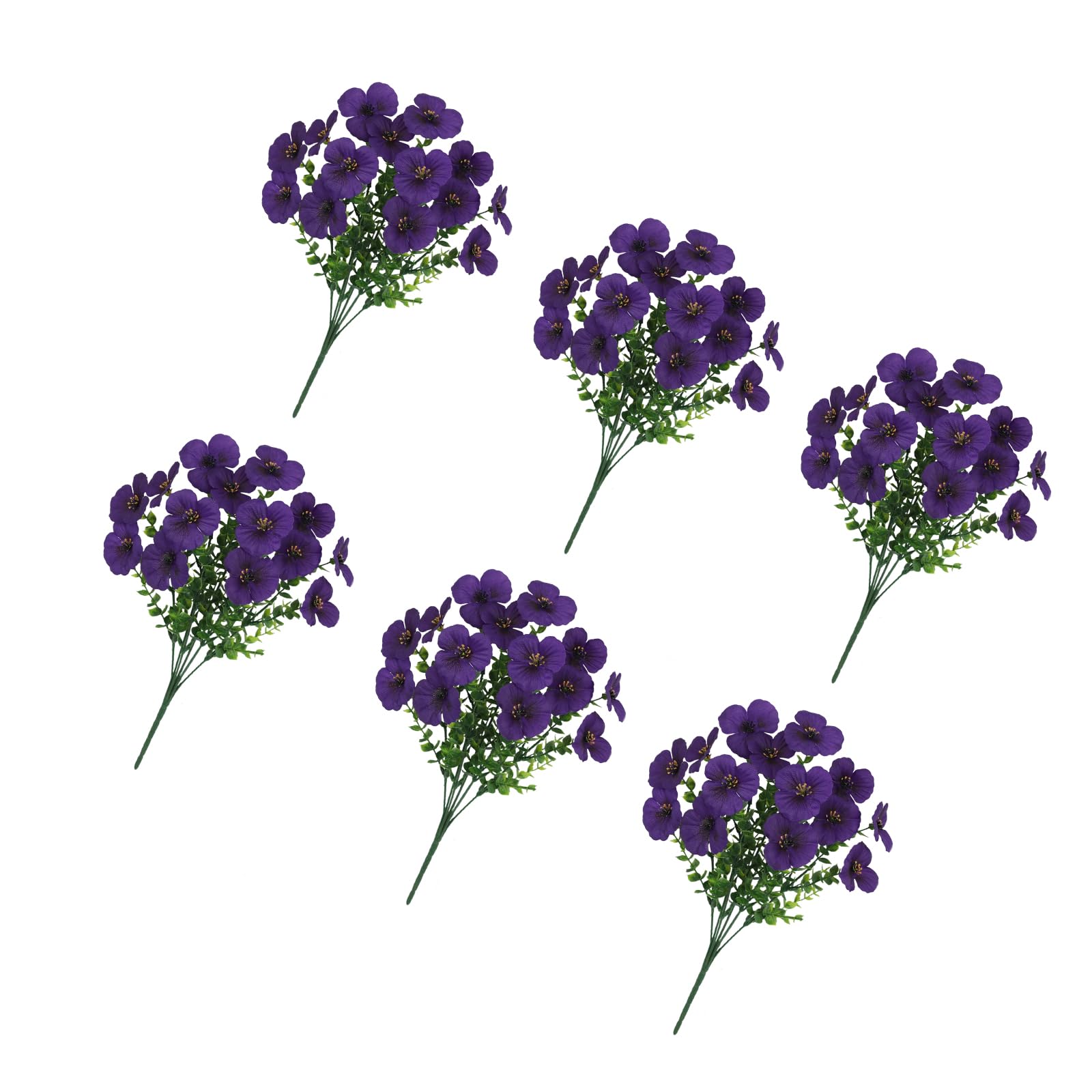ZEPFJHE Of 6 Real Touch Artificial Pansies and Eucalyptuses Flower Stems for Home Decors and Wedding Arrangements Home Decors Flower