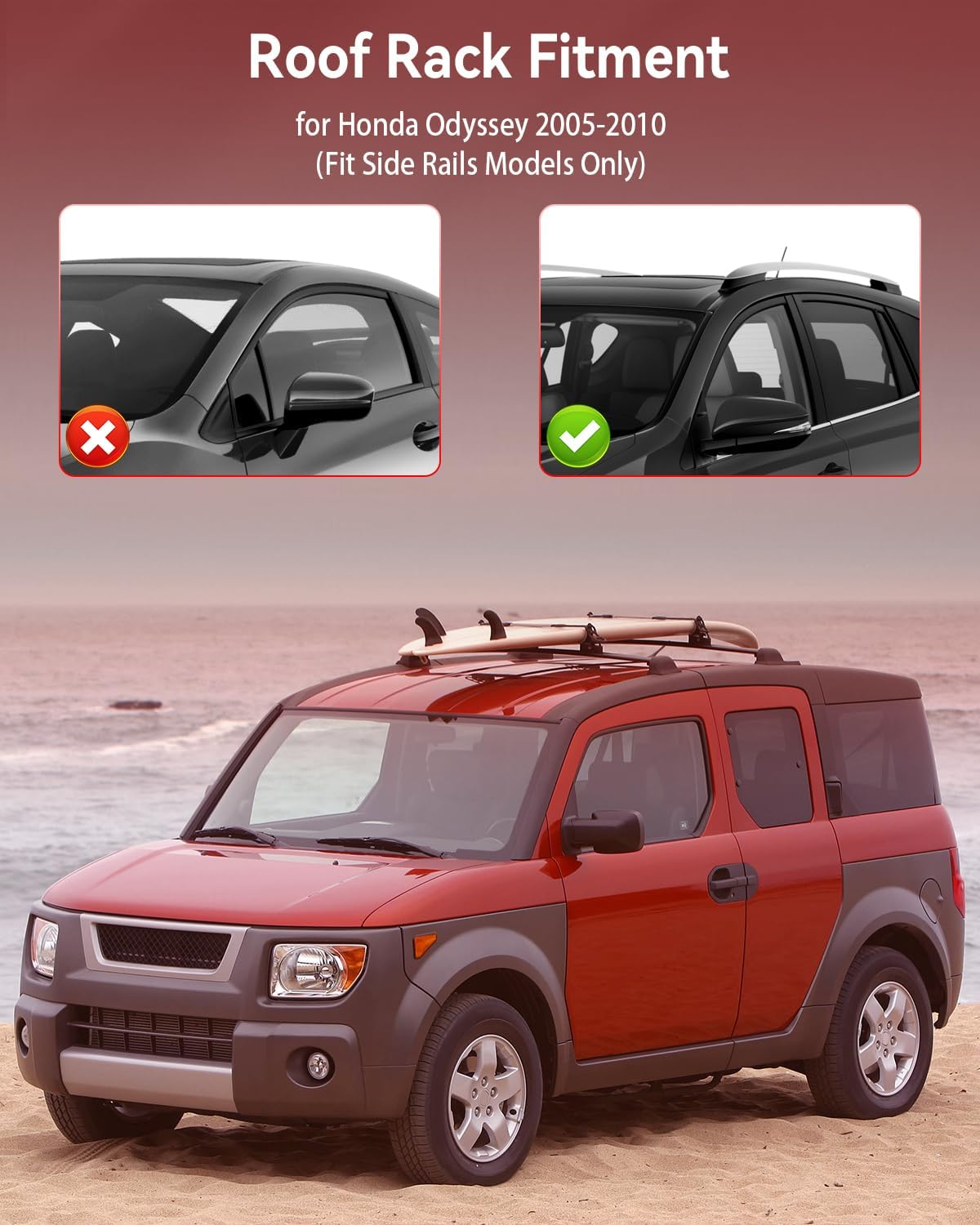 Roof Racks Cross Bars Compatible for Honda Odyssey 2005-2010, 165LBS Black Aluminum Cargo Carrier Rooftop Bag Luggage Racks Cross bar (2Pcs)