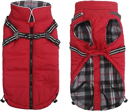Pethiy Abrigo Invierno Perro con Arnes,Abrigo Impermeable para Perros