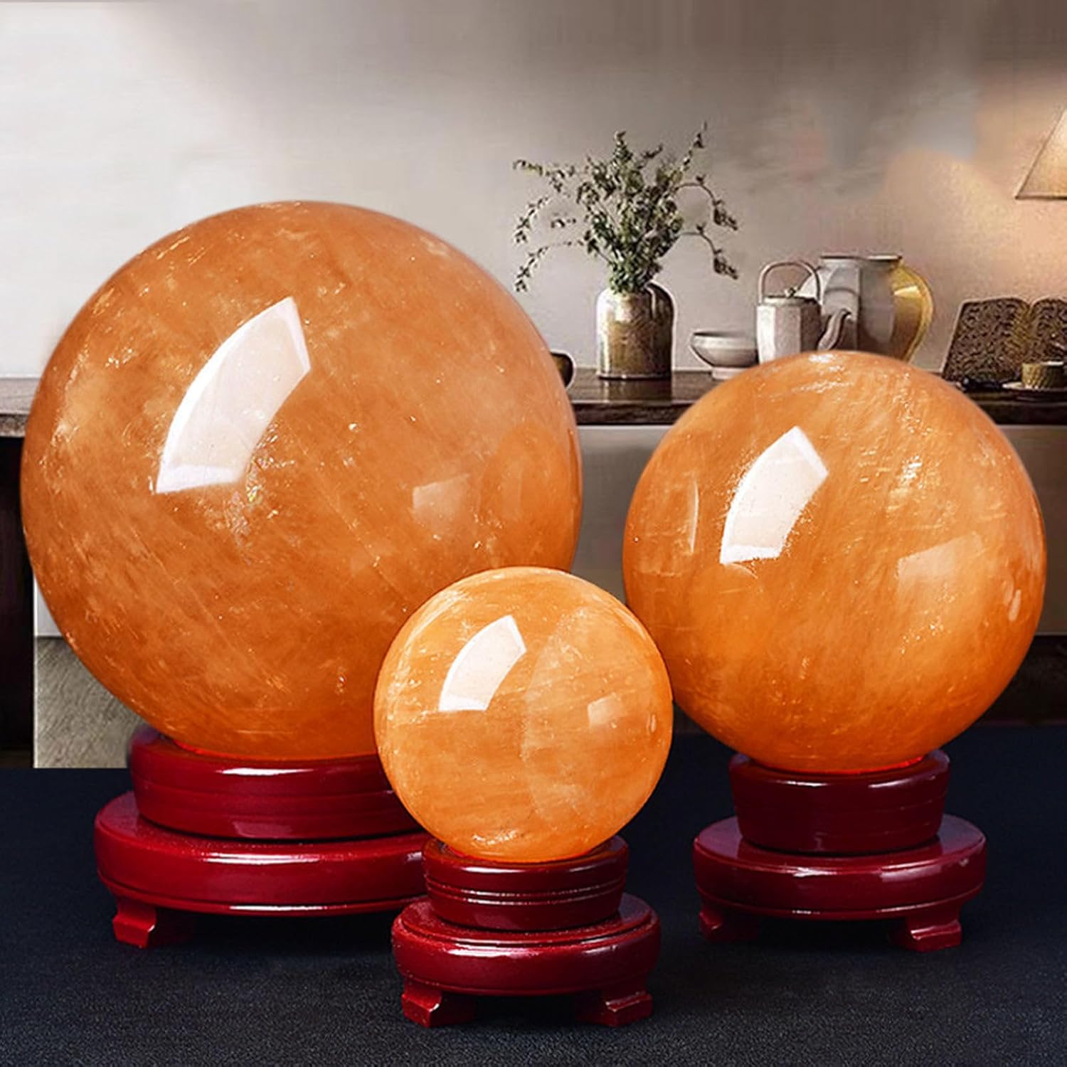 Yellow Crystal Sphere Citrine Quartz Crystal Ball Stone Gems Room Specimens Accessories Witchcraft Fengshui Home Decoration,200mm