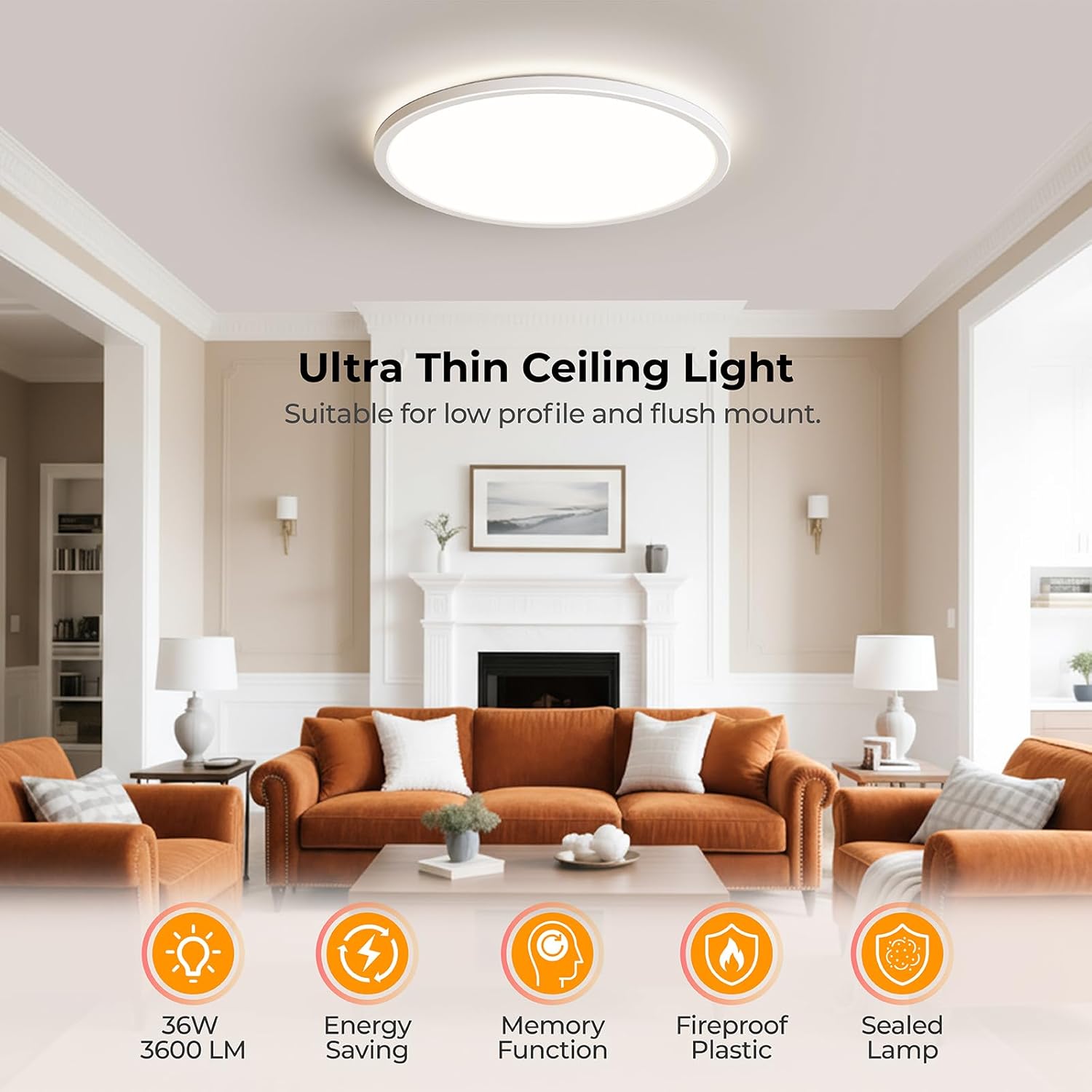 BLNAN Dimmable LED Flush Mount Ceiling Light Fixture with Remote Control, 3000K-6500K Low Profile Wired Lamp, Modern Ultra Thin Close to Ceiling Light for Bedroom Kitchen (White, 15.4Inch 2Pack)