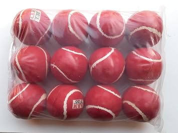 Rubber Cricket Tennis Ball Light Weight (Red, Pack of 12)