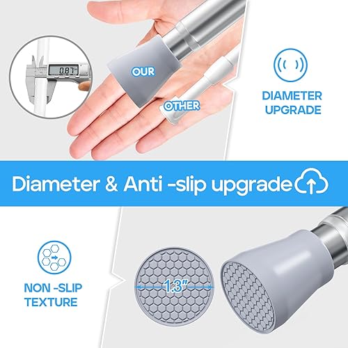 Miniatura 8 de Barra de tensión de tensión, barra de tensión plateada, 2 piezas, barra de cortina de resorte, varillas de tensión antideslizantes para ventanas de